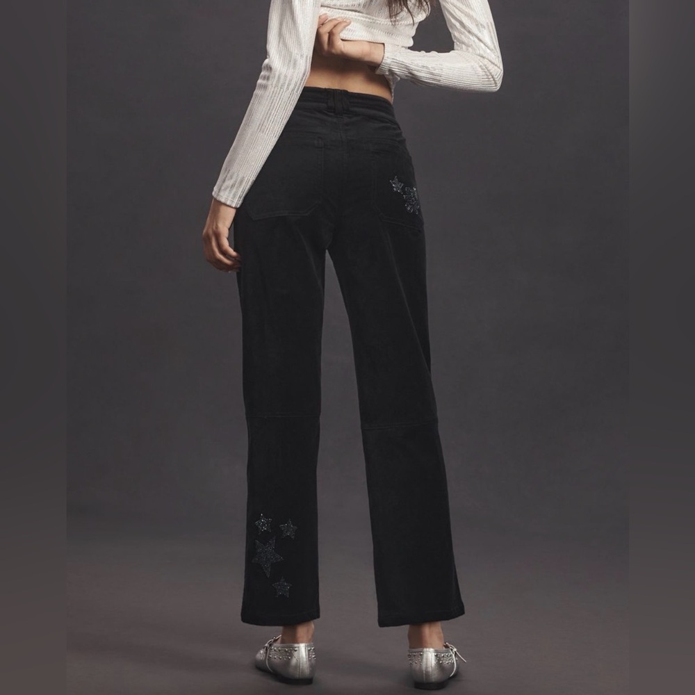 Anthropologie Pilcro Size 28 • The Wanderer Star Black Beaded Velvet Pants. - Picture 3 of 6